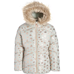 S Rothschild & Co Toddler Foil Quilted Puffer Coat with Faux Fur Trim - Pistachio