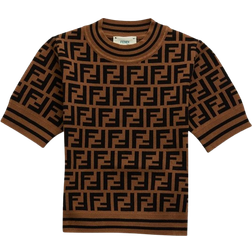 Fendi Girl's Knitted Ff Top - Brown