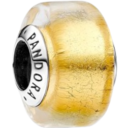Pandora Mini Murano Glass Charm - Silver/Yellow