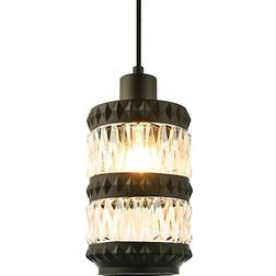 Happy Homewares Traditional Matte Black/Amber Pendant Lamp 13cm