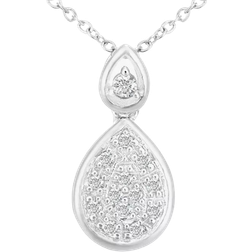 T.H.Baker Double Teardrop Necklace - White Gold/Diamonds