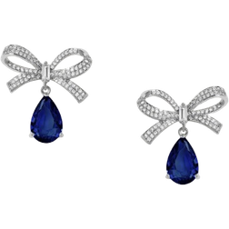 Jon Richard Bow Earrings - Silver/Saphire/Transparent