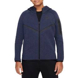 Nike Big Kid's Sportswear Tech Fleece Zip Up Hoodie Extended Size - Obsidian Heather/Obsidian Heather/Black/Black (HV6166-473)