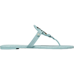 Tory Burch Miller Croc-Embossed Leather Sandal - Sky