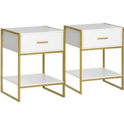 Homcom Modern White Bedside Table 40x45cm 2pcs