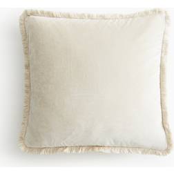 H&M Fringed Velvet Cushion Cover Beige (50x50cm)