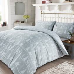 Dreamscene Christmas Tree Duvet Cover White, Grey (200x200cm)
