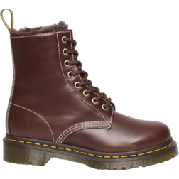 Dr. Martens 1460 Serena Leather Lace-Up Boots with Faux Fur Lining - Dark Brown