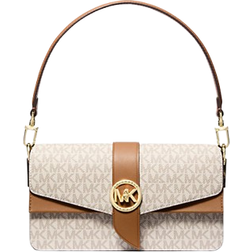 Michael Kors Greenwich Medium Logo Shoulder Bag - Vanilla/Acorn