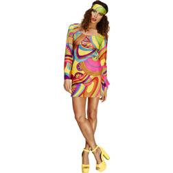 Smiffys 60s Sexy Flower Power Costume For Adults Women's Costumes