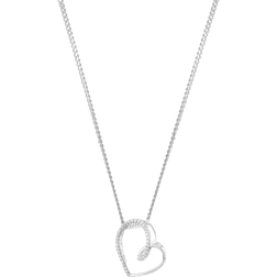 T.H.Baker Open Swirl Heart Necklace - Silver/Transparent