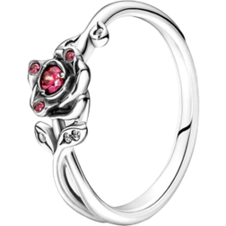 Pandora Anillo Rosa de La Bella Y La Bestia de Disney con Circonitas Cúbicas en Rojo