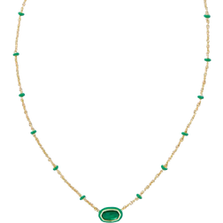 Kendra Scott Mini Elisa Short Pendant Necklace - Gold/Green/Emerald