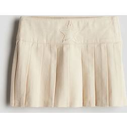H&M Plisserad Twillkjol - Ljusbeige