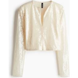 H&M Croppad Paljettopp - Ljusbeige