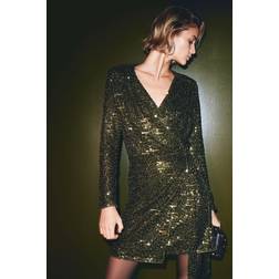 H&M Sequined Wrap Dress - Green