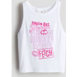 H&M Ribbad Tanktop - Vit/Mean Girls