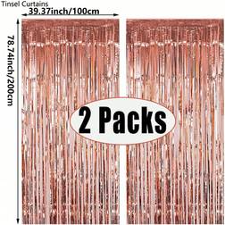 Shein Golden Rose Metal Foil Fringe Curtain 1/2 Pcs