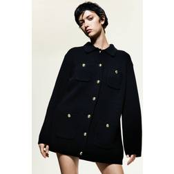 H&M Rib Knit Wool Cardigan - Black