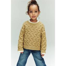 H&M Girls Hole-knit Jumper - Yellow