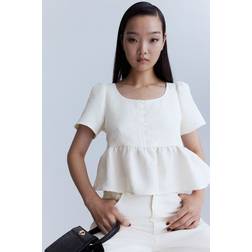 H&M Peplum Brocade Blouse - White Peplum