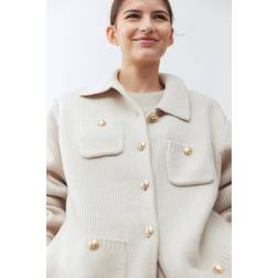 H&M Rib Knit Wool Cardigan - White