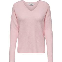 Only Onlcamilla V-Neck L/S Pullover - Lyserød