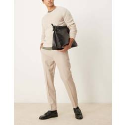 ASOS DESIGN Smart Tapered Fit Trousers - Stone Neutral