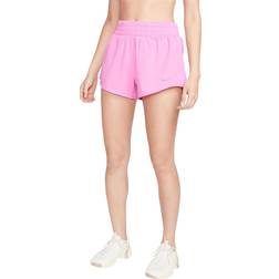Nike One Dri-FIT Mid-Rise 3" Brief Shorts - Pink/Reflective Silv