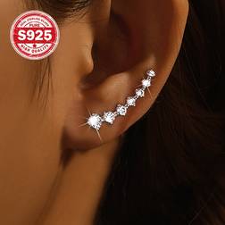 Temu Sterling Silver Cubic Zirconia Earrings - Sparkly