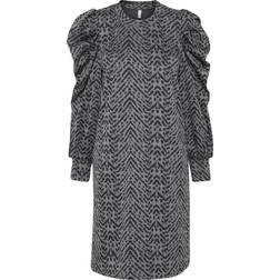 PULZ Jeans Dunne Kleid - Grau/Schwarz