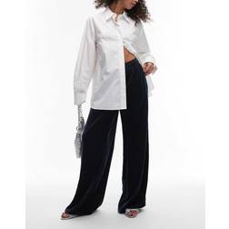 Topshop Velvet Tie Waist Jogger - Slate Grey