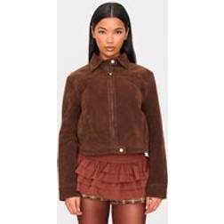 PrettyLittleThing Brushed Faux Suede Seam Detail Jacket - Brown