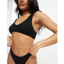 ASOS DESIGN Tætsiddende Cropped Bikinitop - Sort