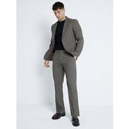 River Island Single Breasted Microcheck Suit Jacket - Brown