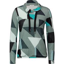 Cecil Multi Shirt Mit Schalkragen - Glaced Green Melange