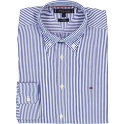Tommy Hilfiger Flex Poplin Classic Camicia Dritta In Popeline - Bluette/Bianco