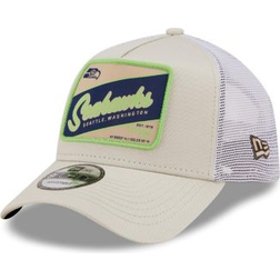 New Era Men's Khaki/White Seattle Seahawks Happy Camper A-Frame Trucker 9FORTY Snapback Hat