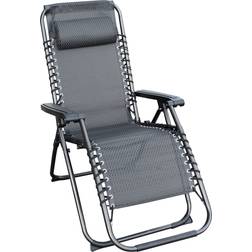 Spetebo Relax Sessel mit Kopfkissen 175 cm Grau