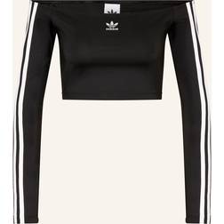 adidas Adicolor Off Shoulder Long Sleeve Top - Black