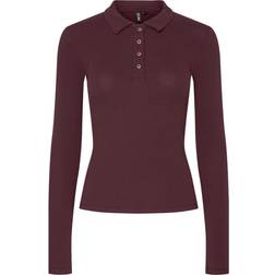 Pieces Kitte LS Polo - Chicory Coffee