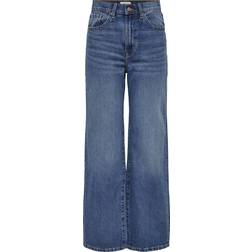 Only Hope High waist Wide Leg Fit Jeans - Blue/Medium Blue Denim