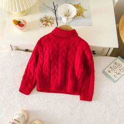Shein Baby Girl Solid Color Turtleneck Sweater - Autumn/Winter
