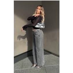 PrettyLittleThing Petite Washed Grey Low Rise Jeans - Washed Grey