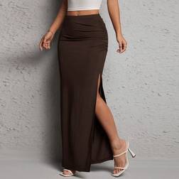 Shein Maxirock Uni-Farbe mit Schlitzdetail - Lässig