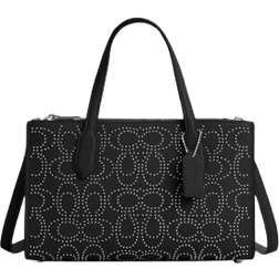 Coach Nina Small Tote Bag With Signature Rivets - Novelty Leather/Silver/Black