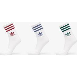 adidas Mid Cut Crew Socks 3 Pack - White/Glow Pink/White