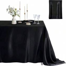Shein Rectangle 1pc Modern Satin Tablecloth Black (147x147cm)