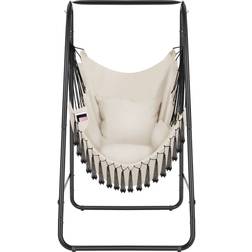 tectake Swing Chair Alison 3 Thick Pillows Beige
