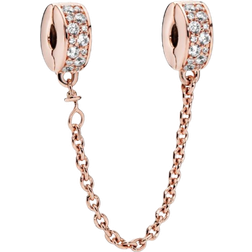 Pandora Clear Pavé Safety Chain Clip Charm - Rose Gold/Transparent